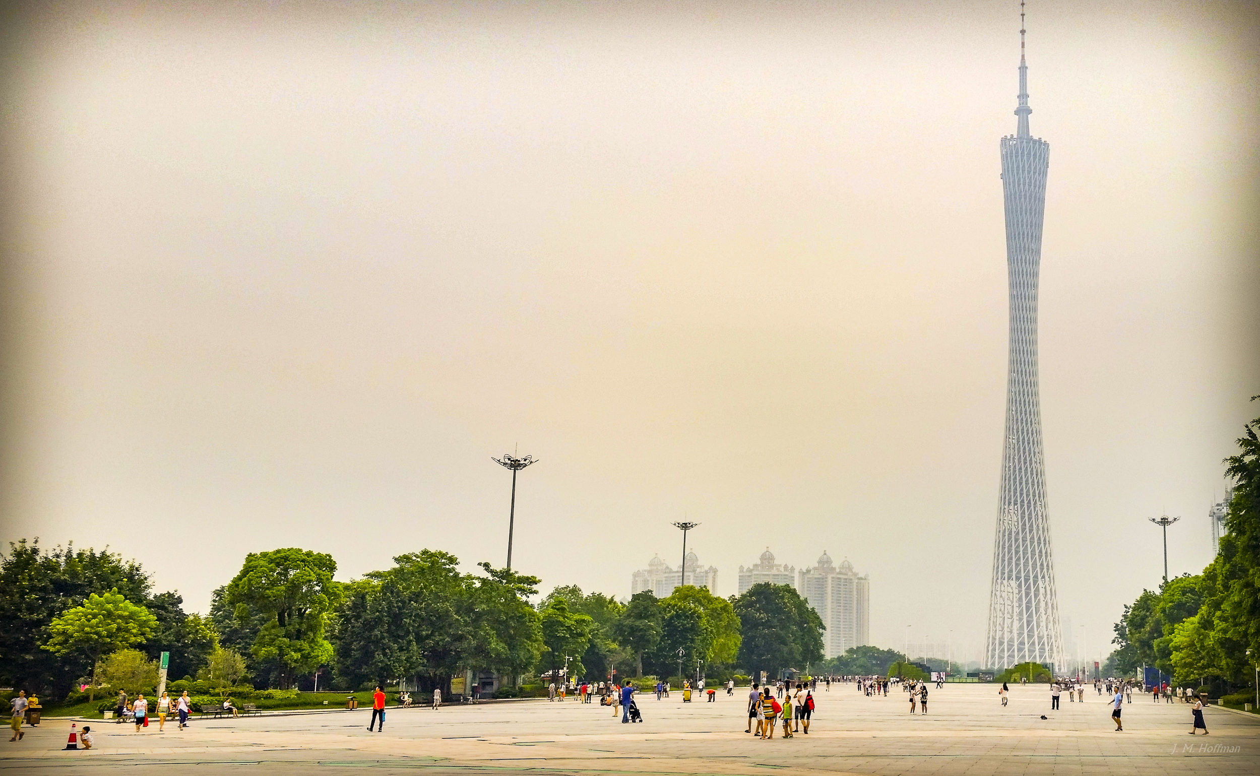 Canton Tower and Pedestrian Mall in Zhijiang New Town: Guangzhou, China
